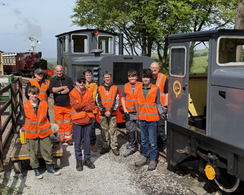TrackForce, our youth volunteers at Woody Bay having cleaned our diesel's for the Mixed Traction event.