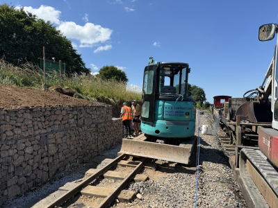 July 11th 2025: second stage of the gabion wall underway