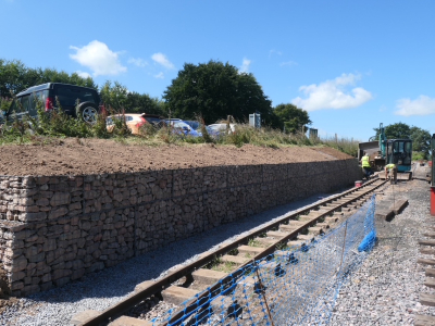 July 10th 2025: progress on the gabion wall, Woody Bay end