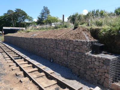 July 10th 2025: progress on the gabion wall, Killington Lane end