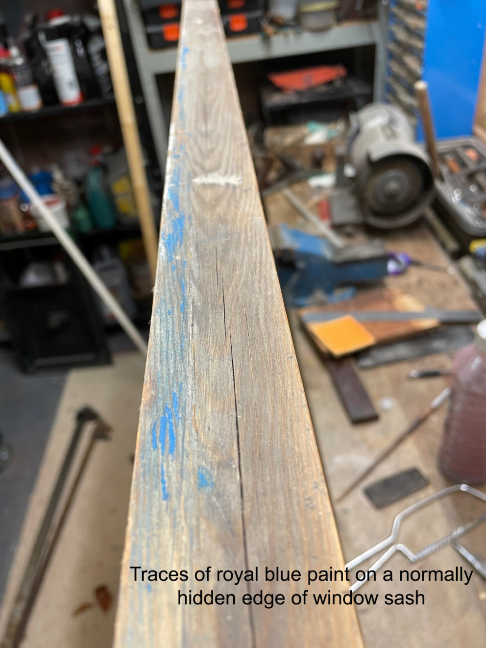 Traces of royal blue paint