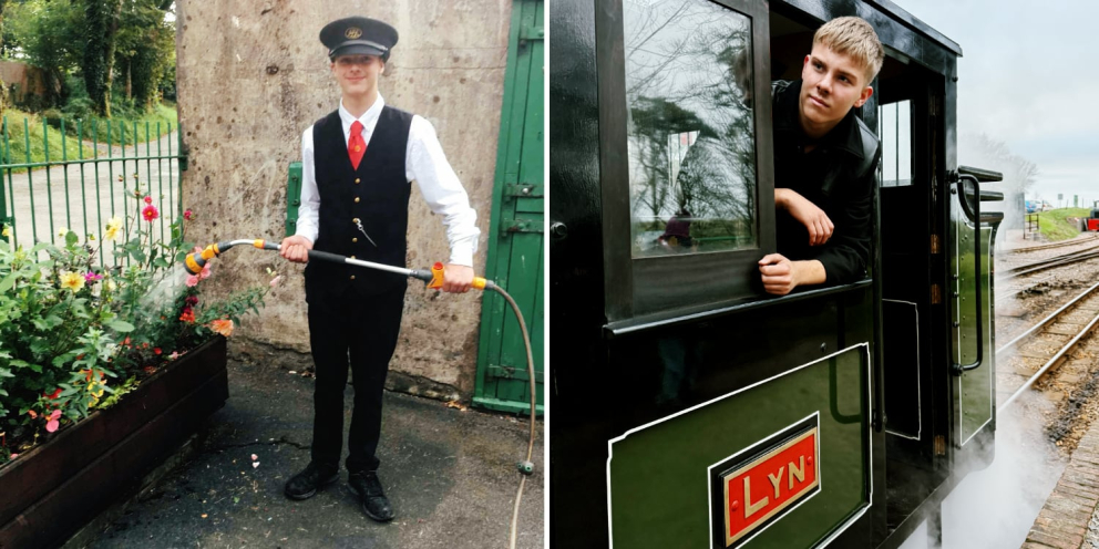 Two of our  youth team volunteers at Woody Bay station