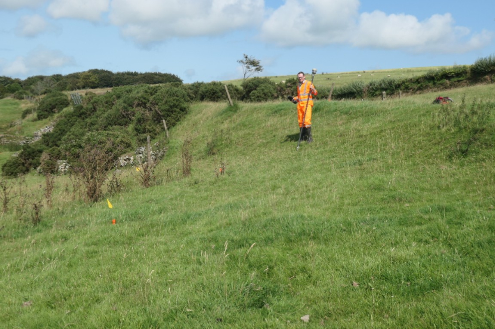 Surveyor Aubrey Turner in action