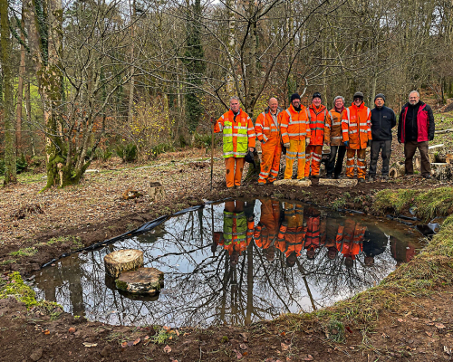 Volunteer team at the pond.