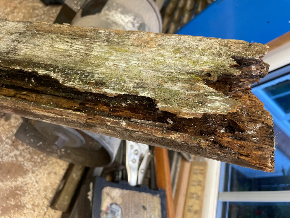 Rotten tenon joint on sash window