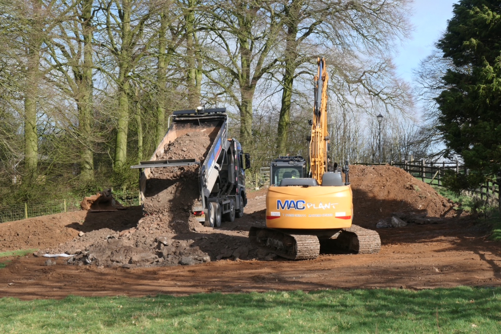 Crushed stone being delivered at Blackmoor