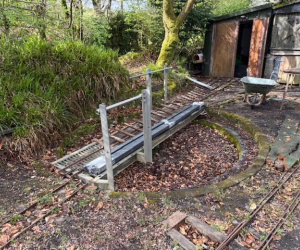 Miniature railway turntable before