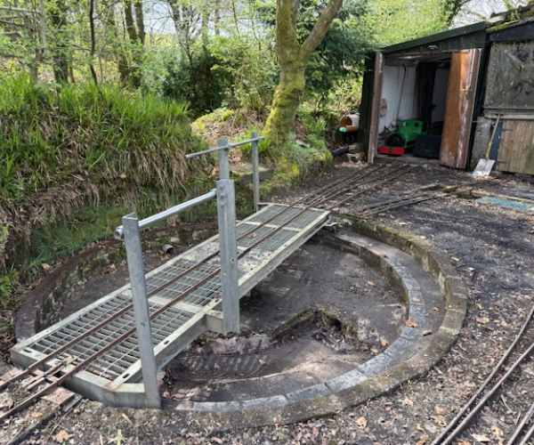 Miniature railway turntable before