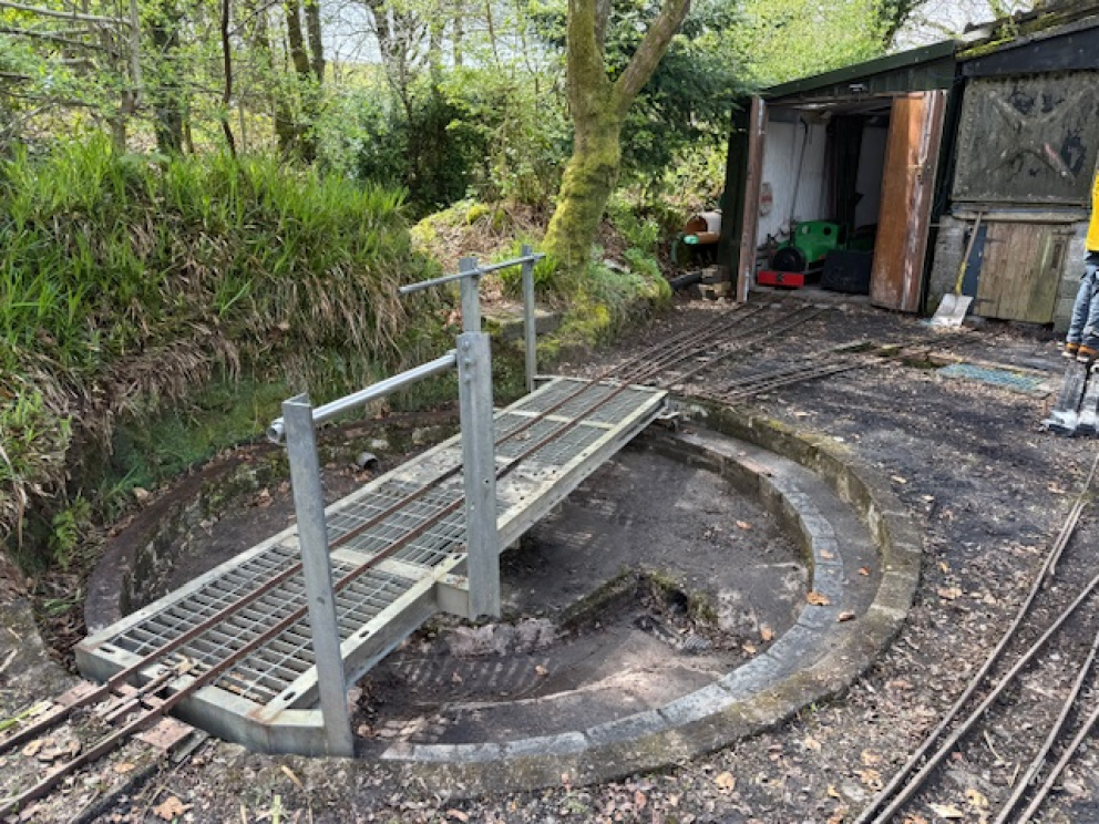 Miniature railway turntable before